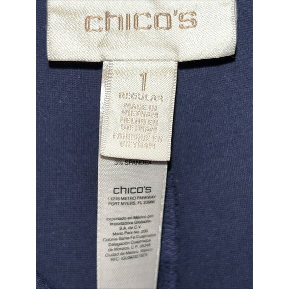 Chicos Navy Stretch Ponte knit pull-on straight Leg Womens M/8 - Picture 8 of 11